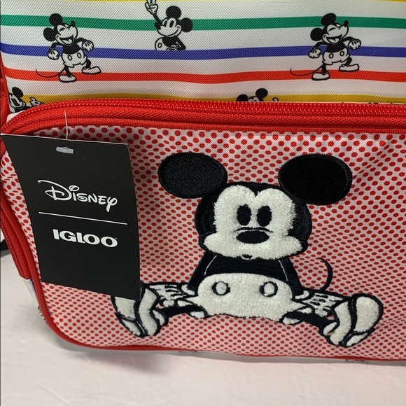 Disney Mickey Mouse Rainbow Stripes Insulated Cooler Backpack 24 Can NWT